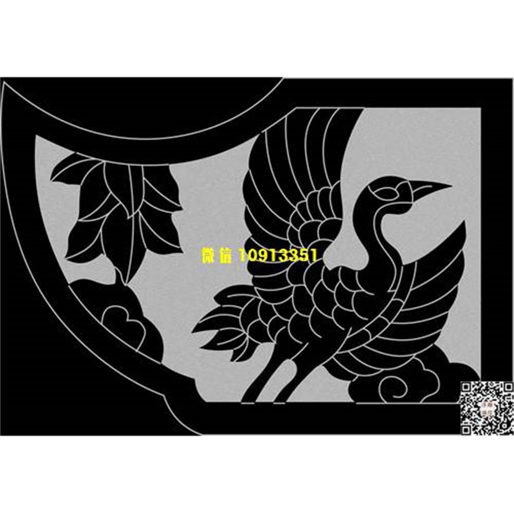 精雕图48鹤墓碑耳朵精雕图线雕图线条图单线铣底图_电脑雕刻plt文泰矢量图精雕图浮雕图